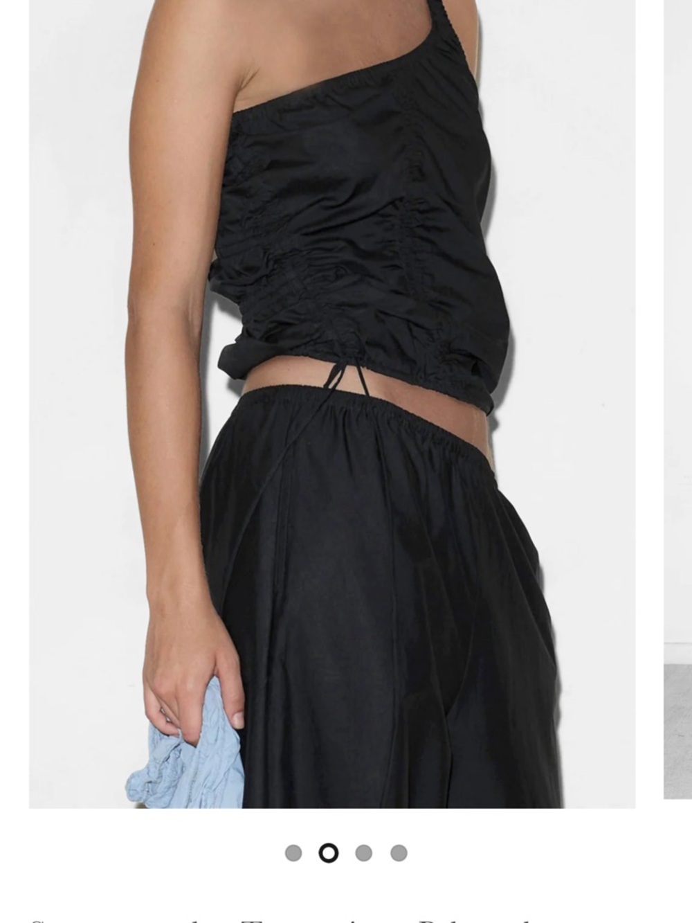 Deiji Studios Scrunch Top in Black - Ruched Drawstring one shoulder